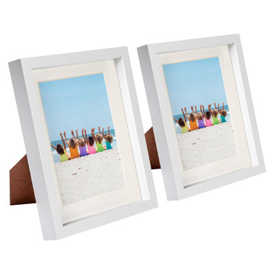 Nicola Spring - 8" x 10" White 3D Box Photo Frames - 5" x 7" Mount - Ivory