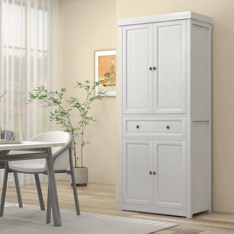 Armoire de cuisine de style campagnard de 72,5 po de hauteur Donnybrook, armoire de cuisine autoportante avec 4 portes
