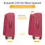 Ensembles de valises 4 pièces, valises souples avec roulettes, rouge rose