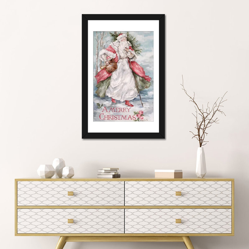 « north colors santa » par debi coules, impression sur toile tendue, H 24 po x l 16 po x P 1 po, Papier d'art encadré noir