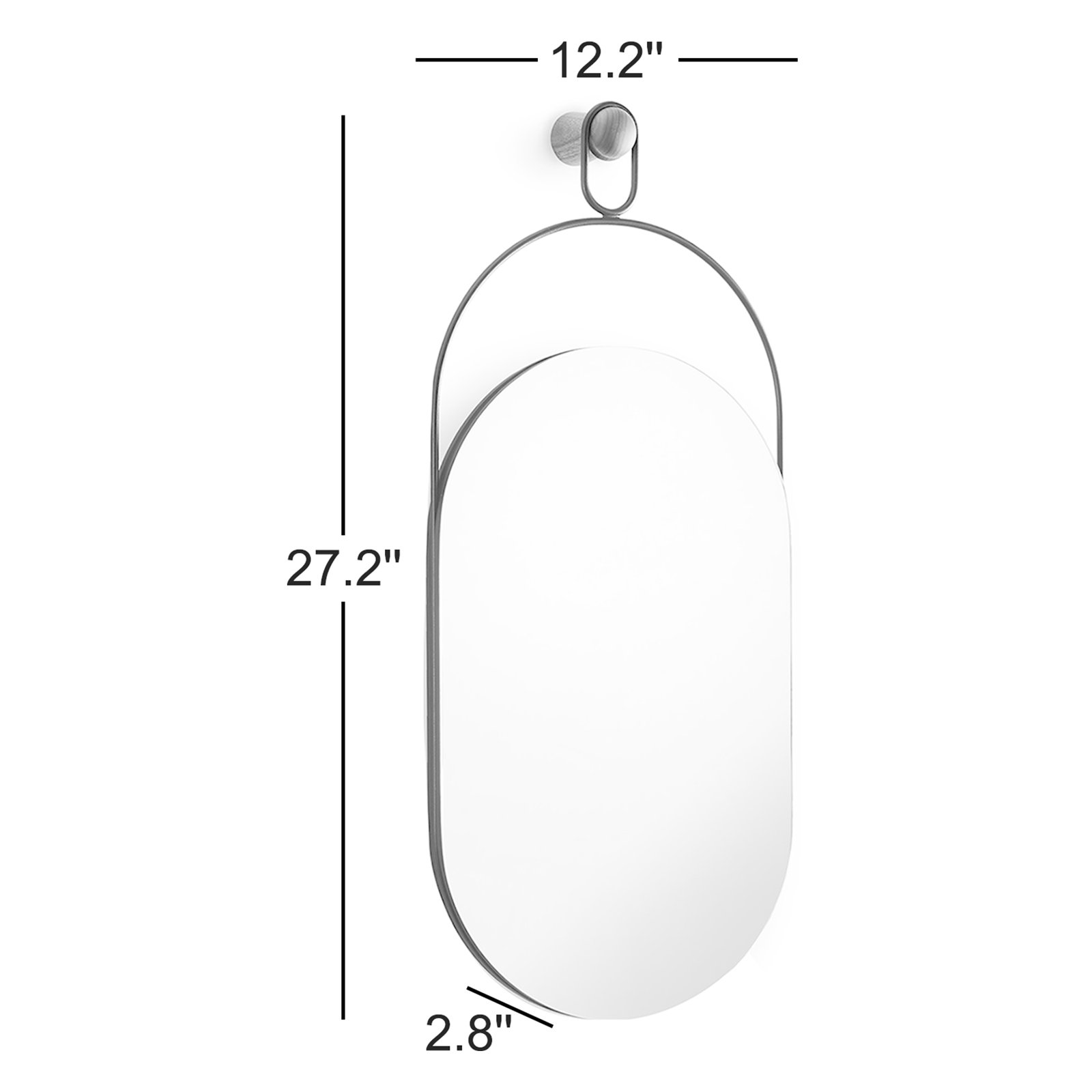 Espejo Eslabon 12" Mirror, Black