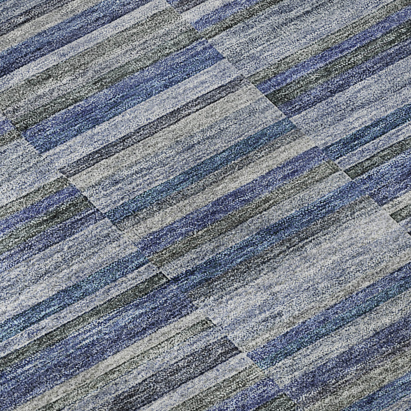 Tapis bleu marine de qualité supérieure lavable à la machine Prisco, Rectangle 5 pi x 7 pi 6 po