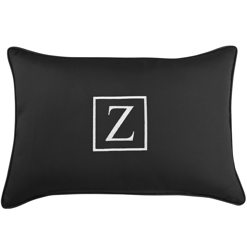 Kerrell Embroidered Sunbrella® Outdoor Throw Pillow, Black, Z
