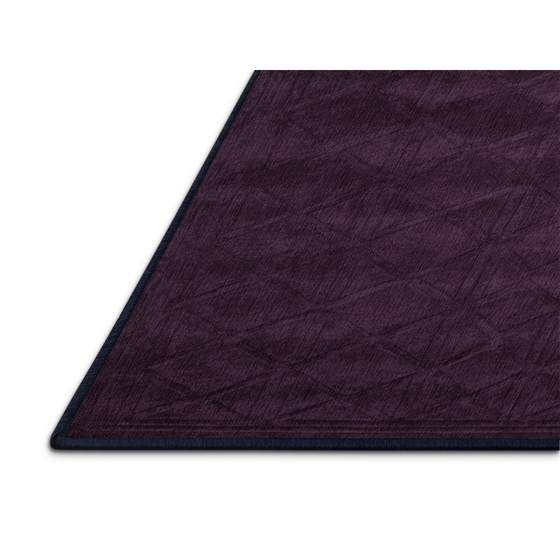 Machine Washable Trellis Purple Area Rug, Round 4'