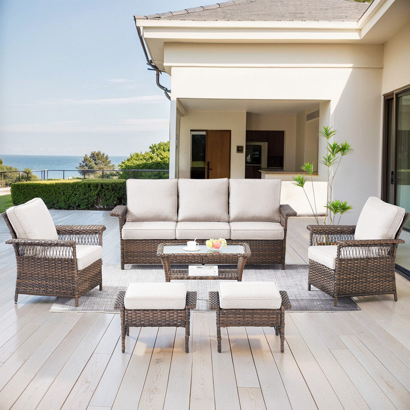 Ensemble de conversation d'extérieur pour 5 personnes avec coussins Hemi, Beige