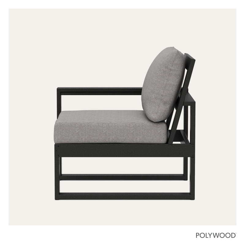 POLYWOOD Outdoor Lounge Chair, Gray Mist, Black