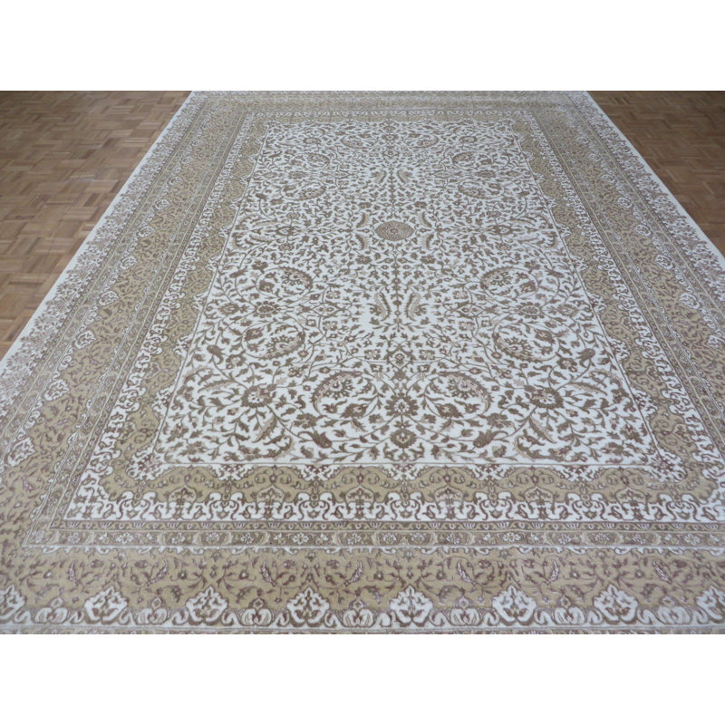Tapis de surface ivoire 10 pi 1 po x 14 pi 1 po one-of-kind noué la Paden
