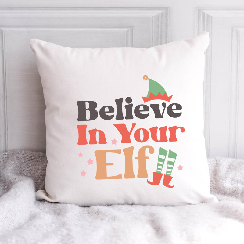 Coussin en polyester ChristmasCuteQuotes-02, 14 po x 14 po