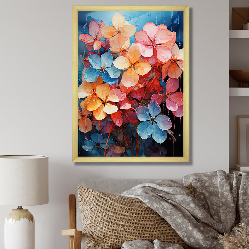 «Tropical Colors Plumeria Dreams II», reproduction d'art sur toile, Cadre doré simple, H 40 po x l 30 po x P 1,5 po