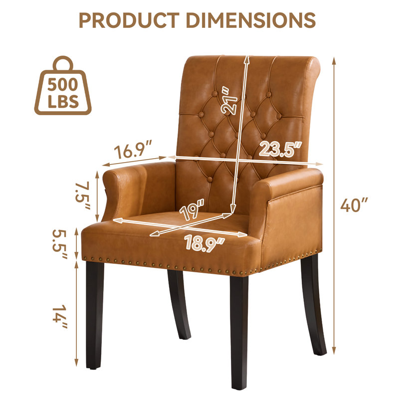 Fauteuil capitonné rembourré à dossier haut, similicuir, Brown Faux Leather