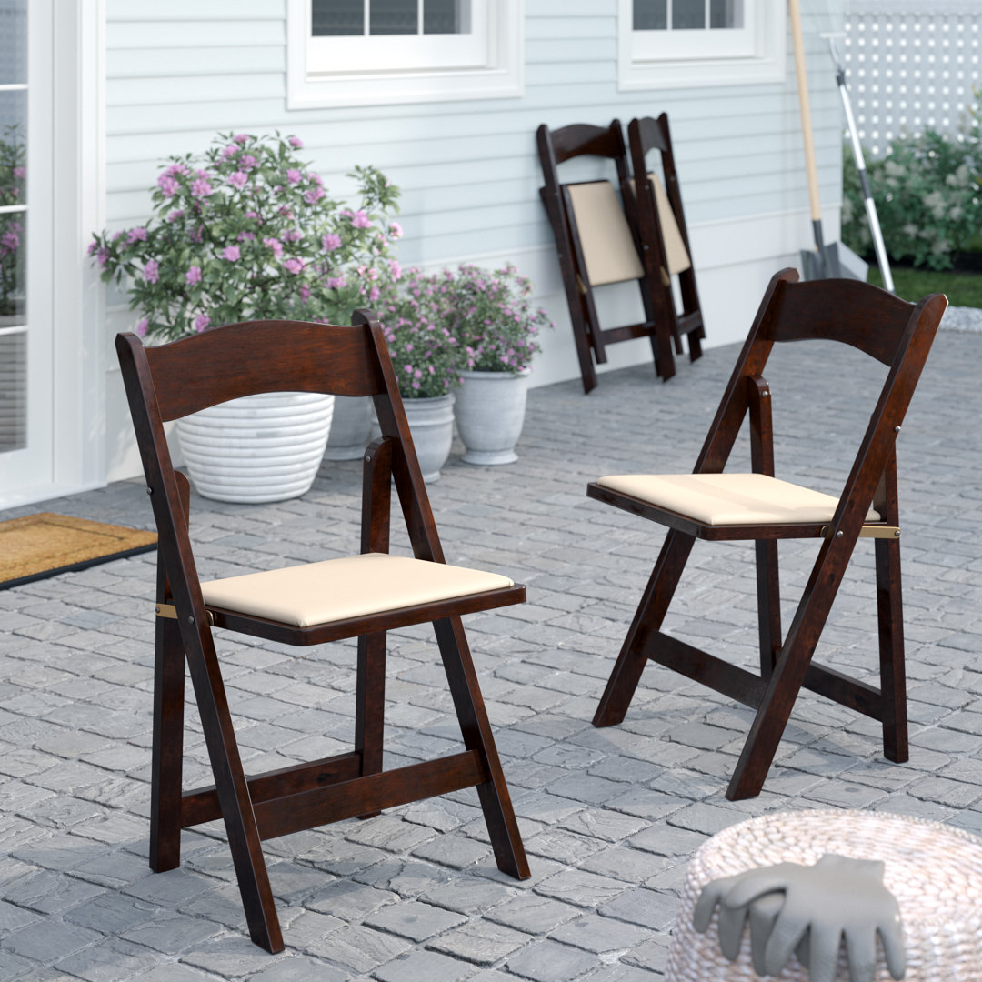Prompton Wood Folding Chair with Vinyl Padded Seat (Set of 4) Lark Manor™