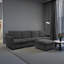 Siège profond surdimensionné avec méridienne - en forme de L noir pour le salon ergonomique, mousse, tissu de velours court, dossier modulaire réversible sans assemblage confortable, conception ergonomique, lin