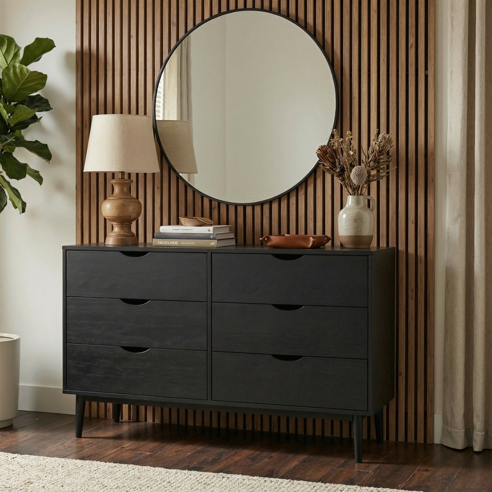 Indra 6 - Drawer Dresser, Black