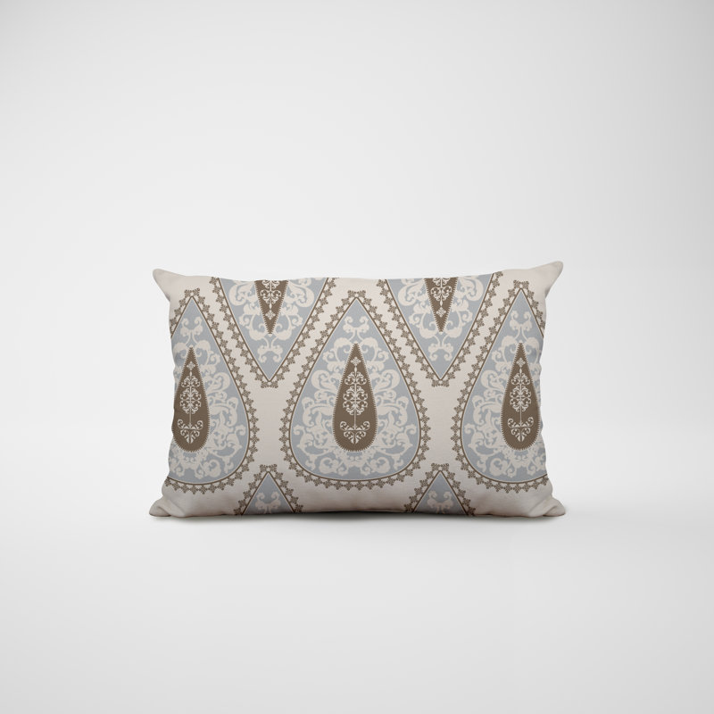 Paisley Outdoor Reversible Throw Pillow, Gray