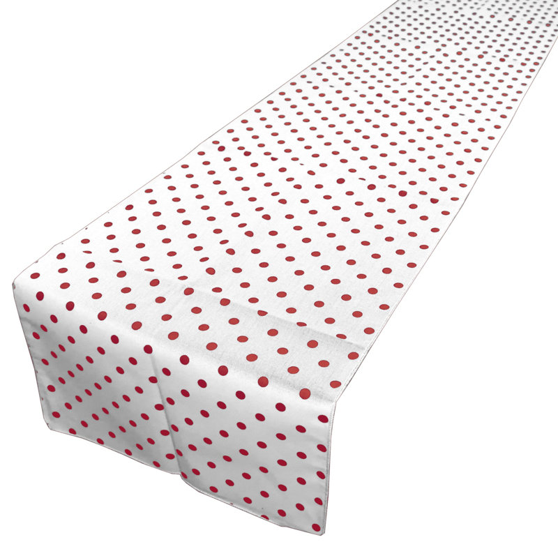 Chemin de table à petits pois, L 12 po x L 90 po, Blanc / rouge