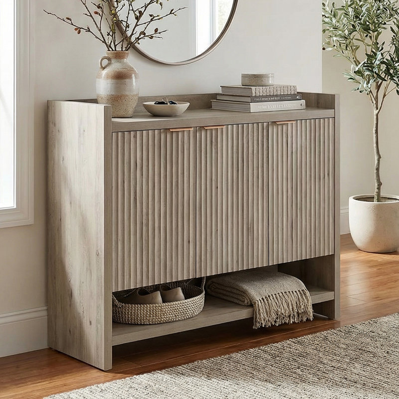 Armoire de rangement à chaussures 30 paires Nicolee, Chêne gris-beige