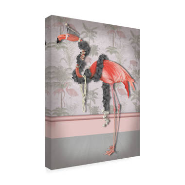 Bay Isle Home Cute Flamingos Floral I Framed On Canvas Painting | Wayfair