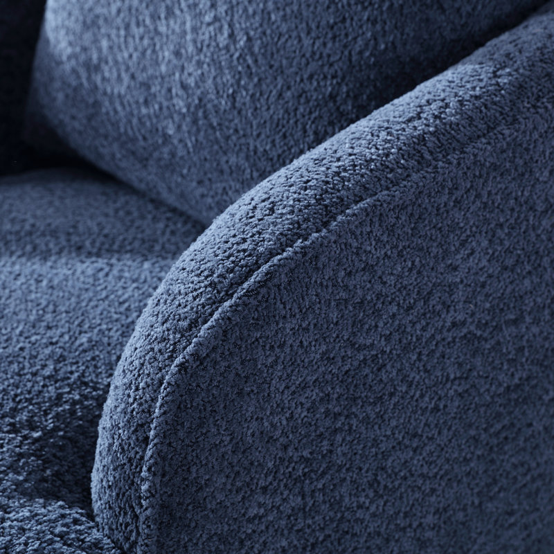 Dalbert 30.3'' Wide Swivel Barrel Chair, Navy 100% Polyester
