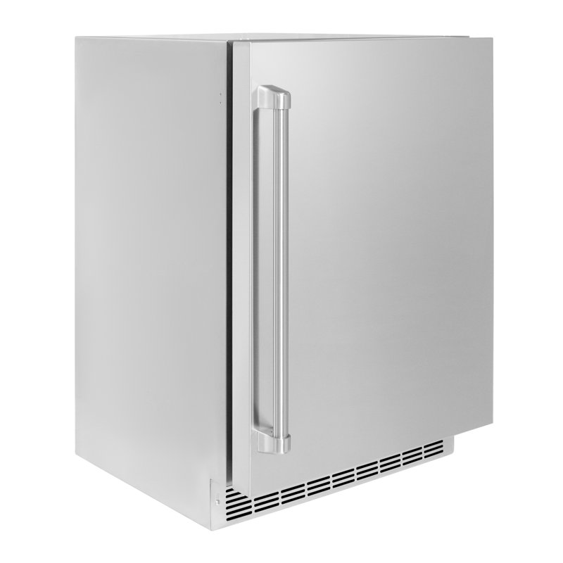 ZLINE Autograph Edition 24 in. Touchstone 151 Can Beverage Fridge with Solid Stainless Steel Door, Stainless Steel