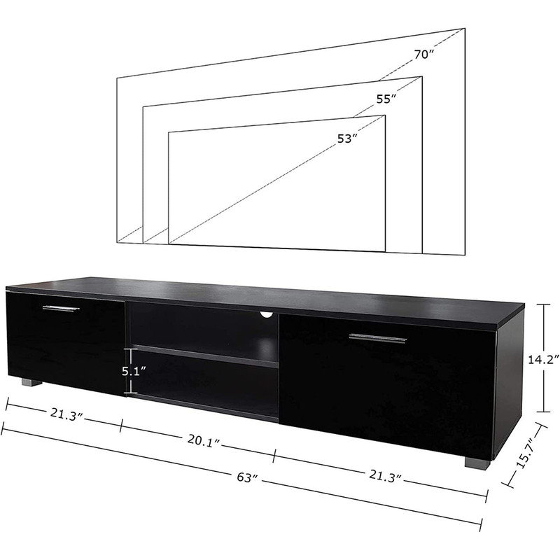 Crédence de rangement l 62,99 po Aivan, Noir