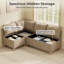 Banquette d'angle modulaire avec rangement, banquette de petit-déjeuner rembourrée en forme de L pour 4 personnes avec 1 siège d'angle-880015957-880015958