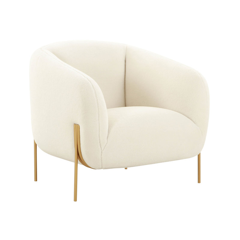 Kandra Velvet Accent Chair, Cream 100% Polyester
