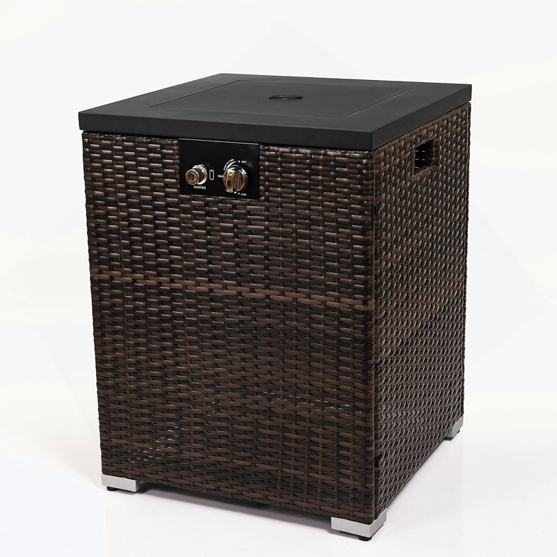 Wicker Fire Pit With Glass Wind Guard