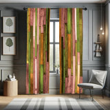 Ebern Designs Wooden Print Curtains, Brownish Rustic Art, Pair of 28"