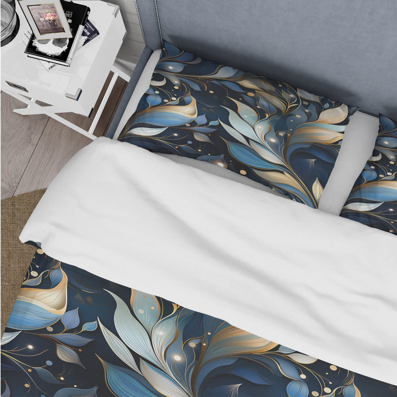 Midnight Mirage Moody Patterns II - Ensemble de housse de couette damassé - Microfibre de polyester