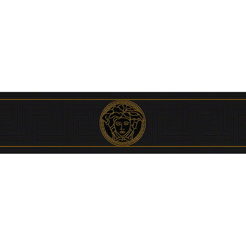   Bordure de papier peint en vinyle Ice Magesty, Noir et or