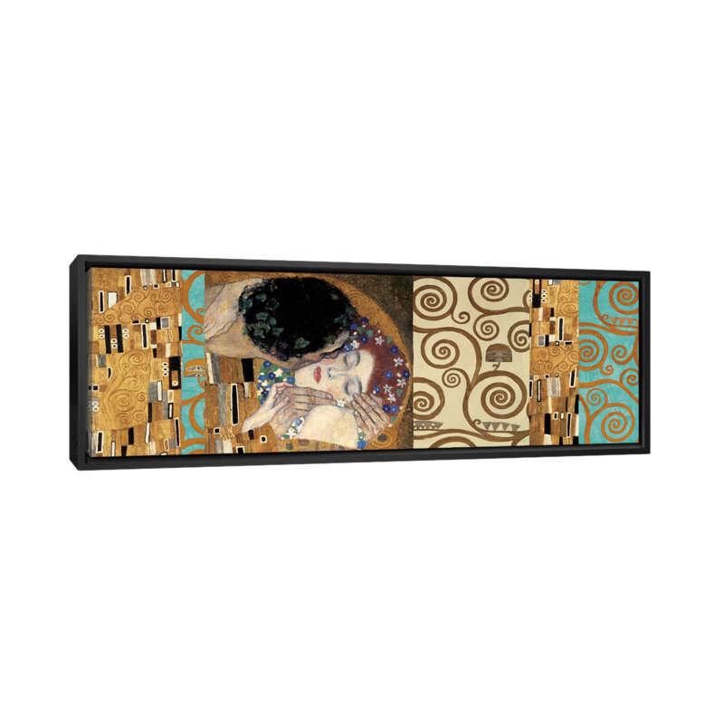 «Klimt 150 Anniversary II» par Gustav Klimt, impression sur toile tendue, H 12 po x l 36 po x P 1,5 po, Cadre noir