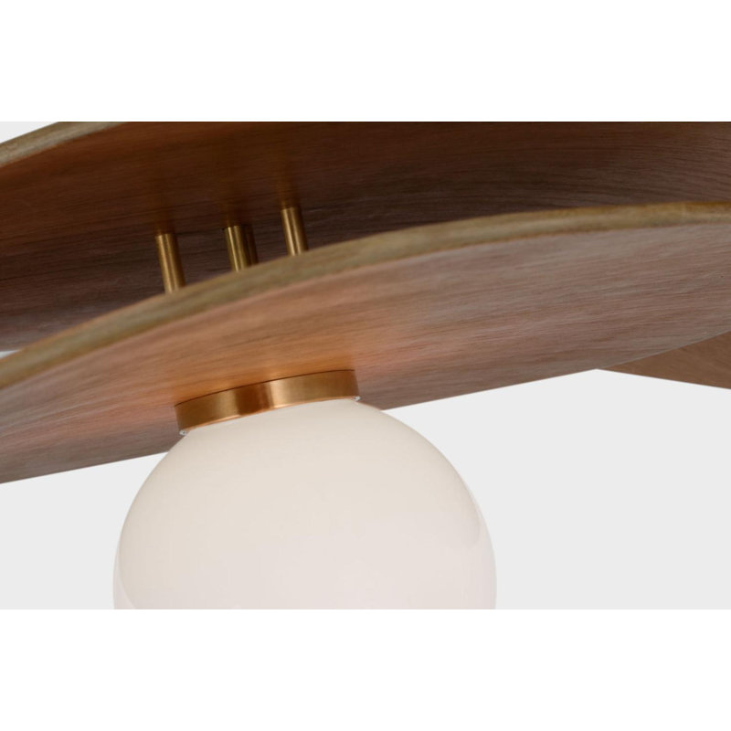 Mahalo 32" Tiered Pendant, Hand-Rubbed Antique Brass;Natural Oak