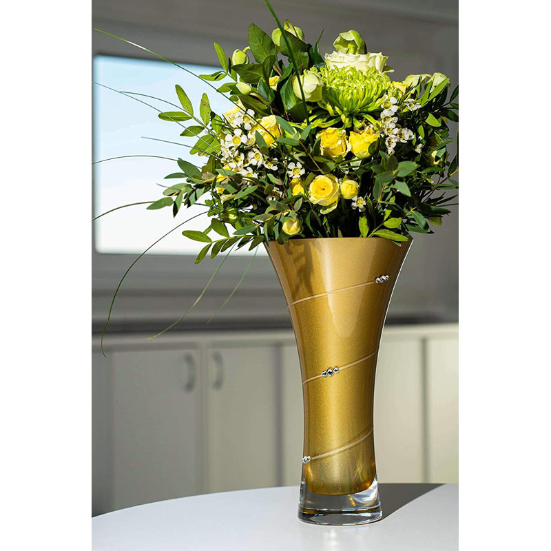 Crystal Table Vase, Gold