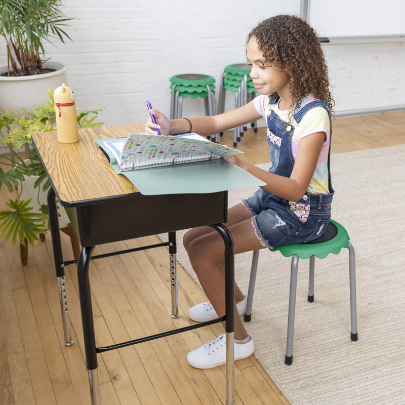 Emerald Green Stackable Plastic Stools with Steel Legs, 8-Piece Set
