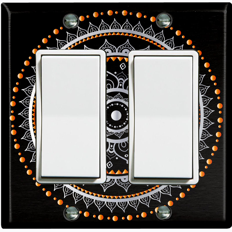 Orange Black Mandala Circle Patterned 2 - Gang Rocker Standard Wall Plate