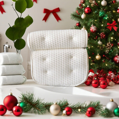 Coussin de baignoire à séchage rapide pour le cou, les épaules et le dos - blanc