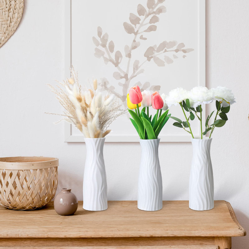 24 pièces Vases à fleurs composites en céramique incassables et blancs en plastique incassables pour des centres de table décoratifs (style classique)