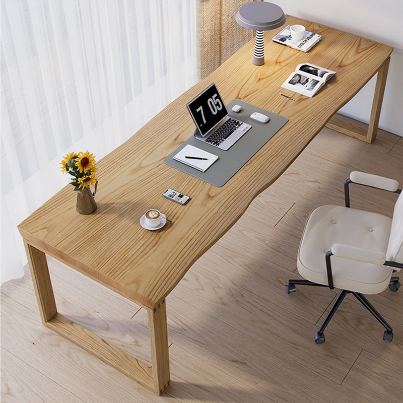 Bureau rectangulaire en bois massif brun clair, H 29,53 po x l 78,74 po x P 27,56 po