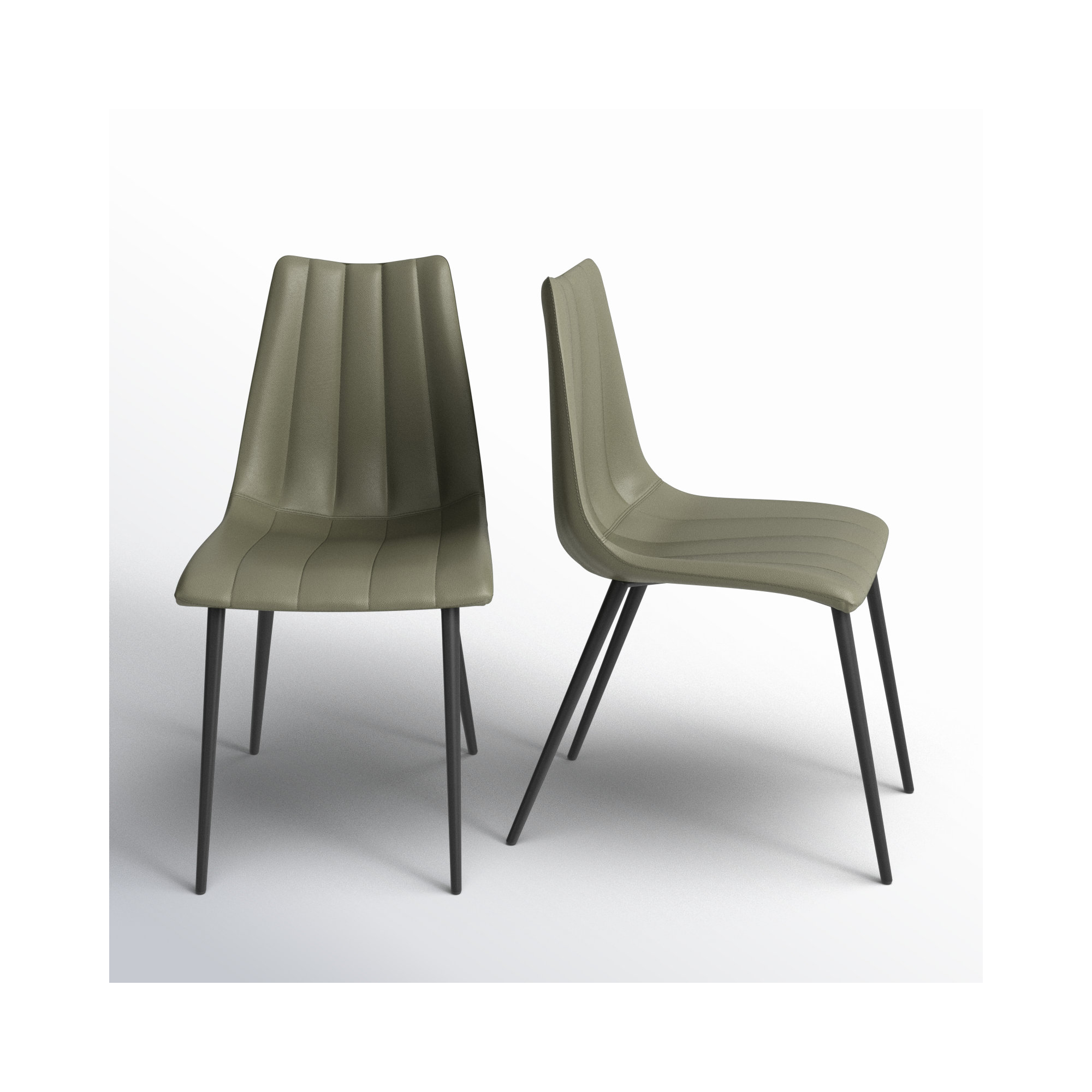 Finnigan Upholstered Side Chair, Light Green Faux Leather