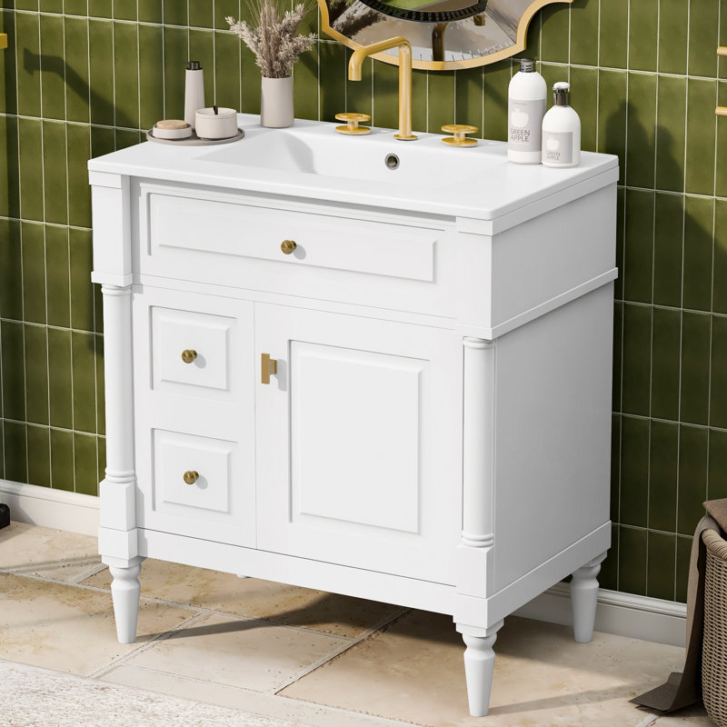Meuble-lavabo de salle de bain avec lavabo, Blanc