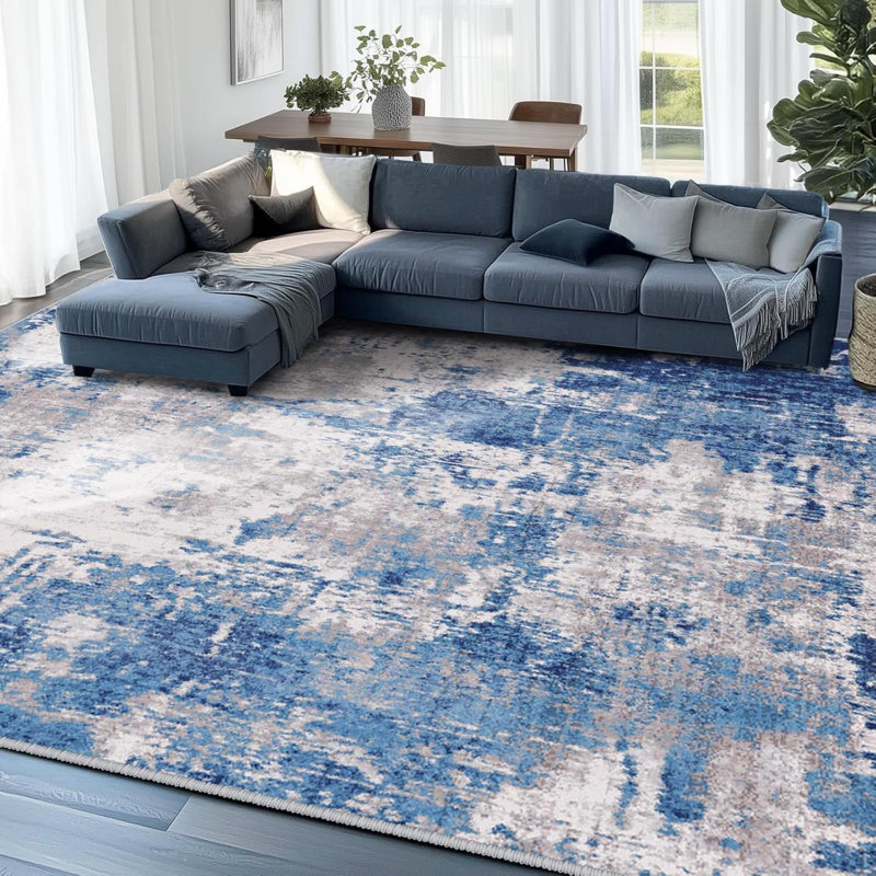 Washable Area Rugs  Non Slip Modern Abstract Soft For Living Room Entryway Bedroom Nursery Print Pattern, Rectangle 5' x 8'