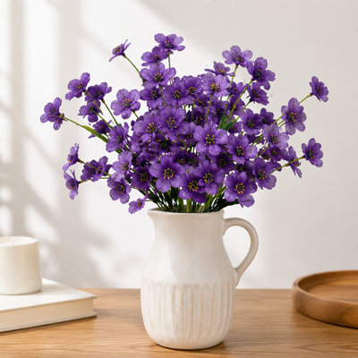 Bouquet de fleurs sauvages artificielles mauves, tiges de fleurs en soie artificielle