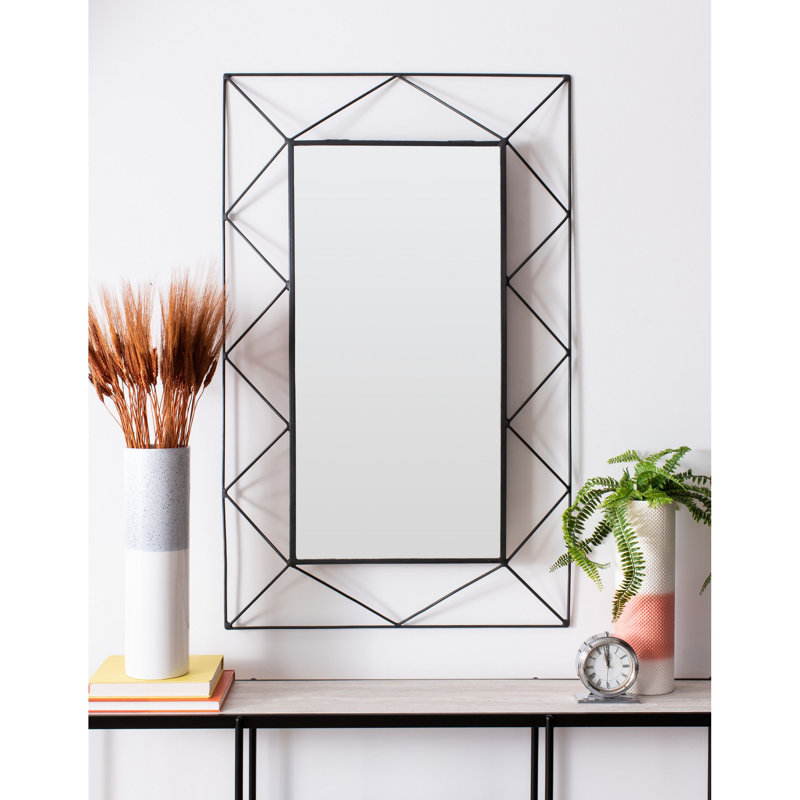 Blanchard Metal Flat Wall Mirror, Gray