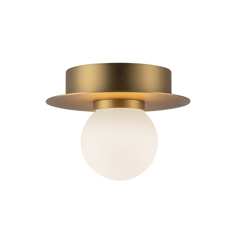Elixir Flush Mount, Gold, White/Gold, 4.38" H x 6" W x 6" W