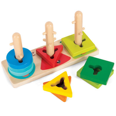 Hape: Blocs de torsion et de pile de monstres - Trieur de formes et de couleurs, jouets en bois, visages de monstres amusants, pièces uniques en forme de blocs, enfants et tout-petits de 18 mois et plus
