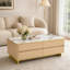 Table basse moderne en marbre avec alimentation intégrée et éclairage DEL - Taille compacte, garniture dorée, télécommande / contrôle d'application-1757094036