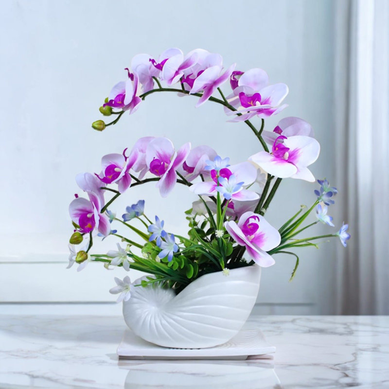 Décoration de fleurs simulées, Blanc/mauve