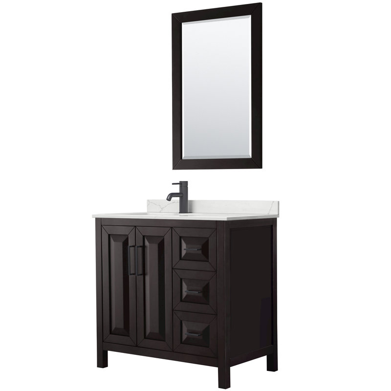 Daria 36'' W Single Vanity, Giotto Quartz, Brown, Polished Chrome