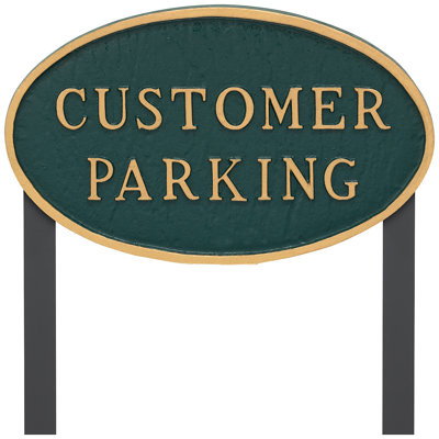 10" x 18" Large Oval Customer Parking Statement Plaque Sign - Green/Gold