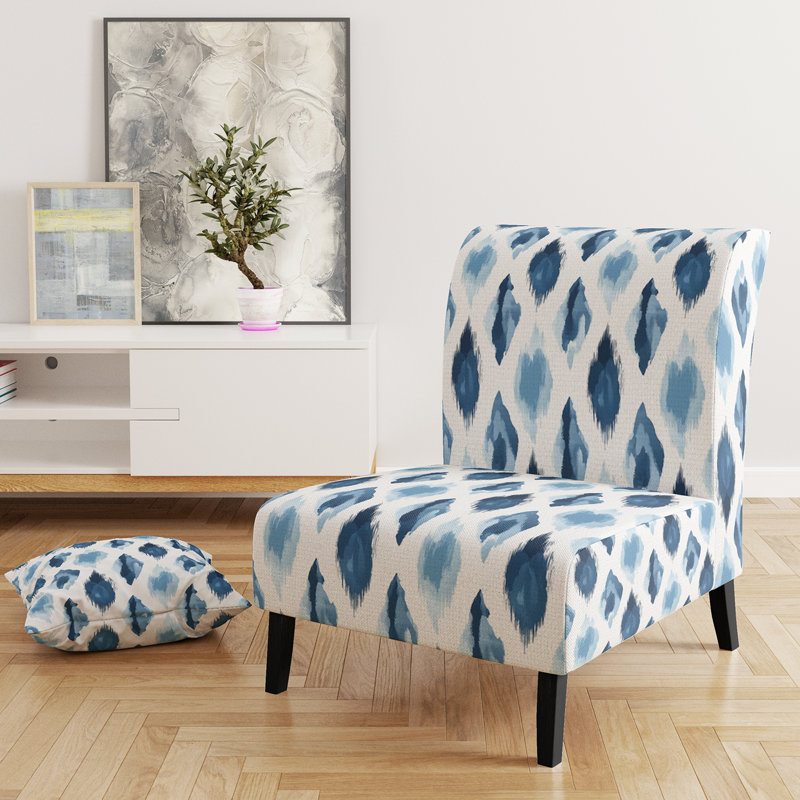 Fauteuil de chambre moderne et rembourré bleu et blanc, Pantoufle sans accoudoirs